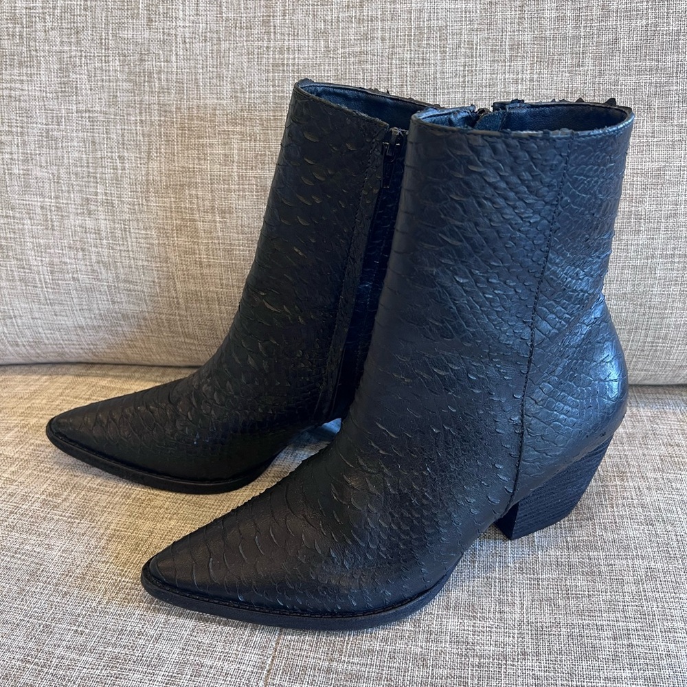 Black Textured Ankle Boots